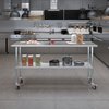 Amgood 18x72 Rolling Prep Table with Stainless Steel Top AMG WT-1872-WHEELS